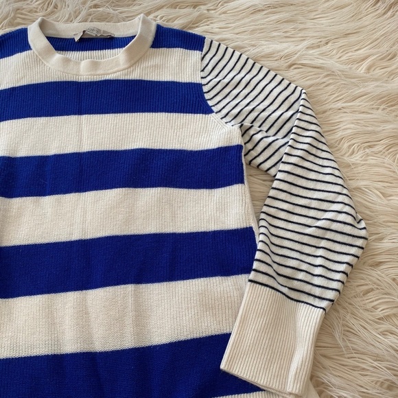 LOFT Sweaters - Loft Tunic Style Sweater, Blue Striped, Sz Lg